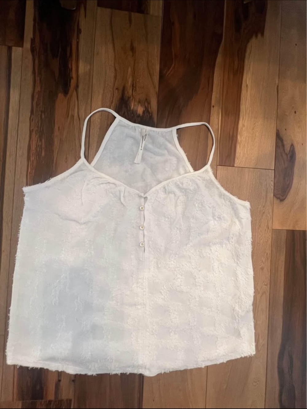 Anthropologie Soft White Button Textured Tank Top XS